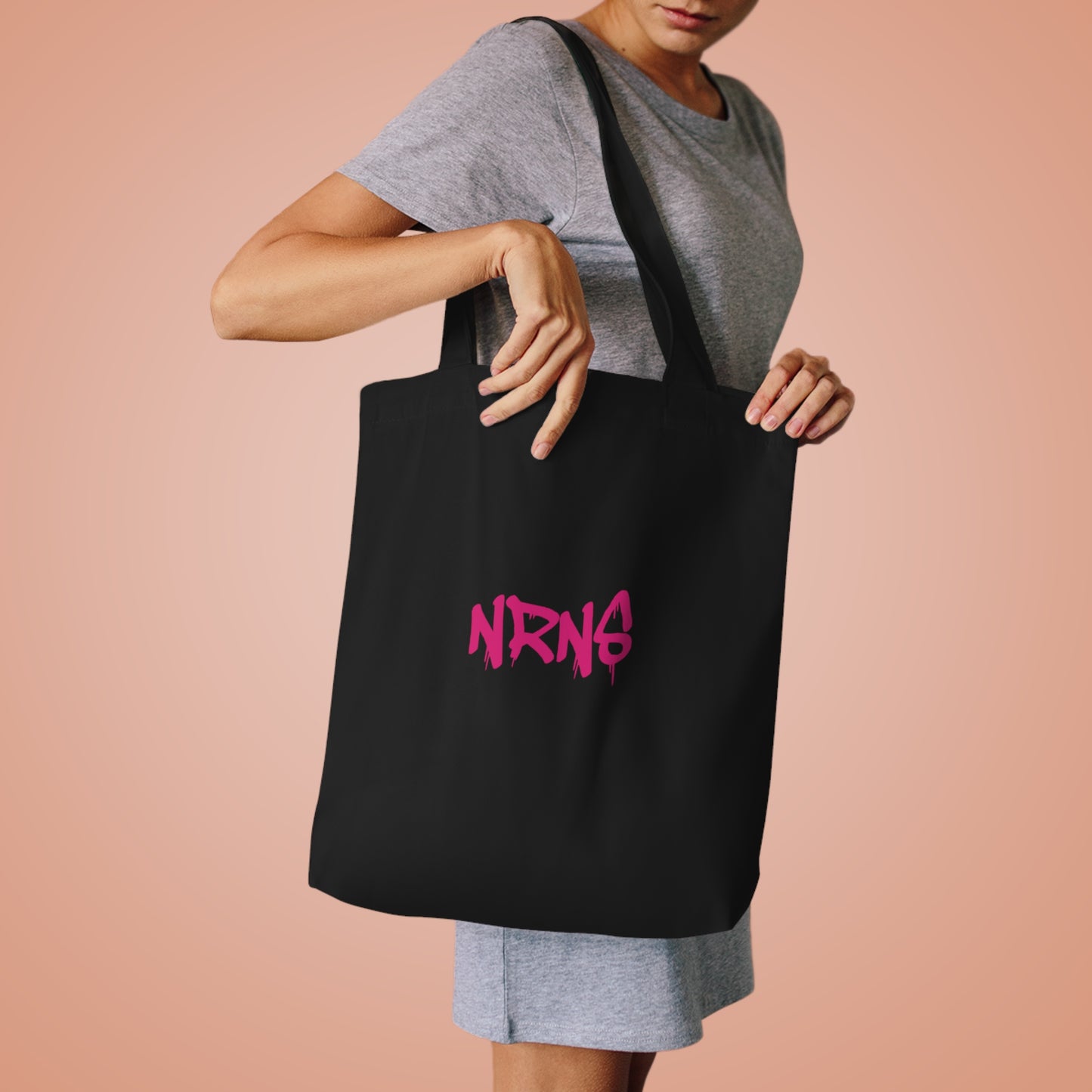 Stylish Black Cotton Tote Bag with NRNS Design - Perfect for Everyday Use and Gifts